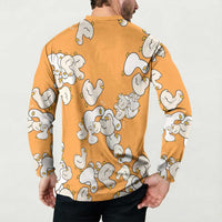 Chubby Duck Button Sweatshirt Shocked White Ducks Cartoon Doodle Pattern