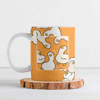 Chubby Duck Ceramic Mug Shocked White Ducks Cartoon Doodle Pattern