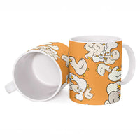 Chubby Duck Ceramic Mug Shocked White Ducks Cartoon Doodle Pattern