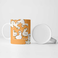 Chubby Duck Ceramic Mug Shocked White Ducks Cartoon Doodle Pattern