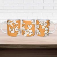 Chubby Duck Ceramic Mug Shocked White Ducks Cartoon Doodle Pattern