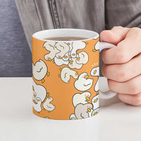 Chubby Duck Ceramic Mug Shocked White Ducks Cartoon Doodle Pattern