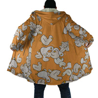 Chubby Duck Cloak Shocked White Ducks Cartoon Doodle Pattern