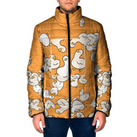 Chubby Duck Padded Jacket Shocked White Ducks Cartoon Doodle Pattern