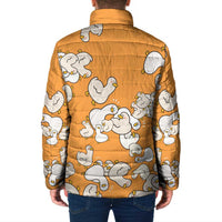 Chubby Duck Padded Jacket Shocked White Ducks Cartoon Doodle Pattern