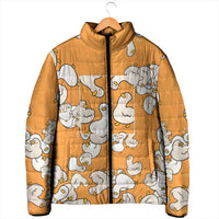 Chubby Duck Padded Jacket Shocked White Ducks Cartoon Doodle Pattern
