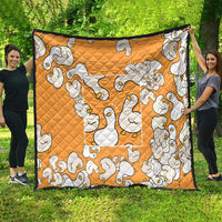 Chubby Duck Quilt Shocked White Ducks Cartoon Doodle Pattern