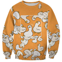 Chubby Duck Sweatshirt Shocked White Ducks Cartoon Doodle Pattern