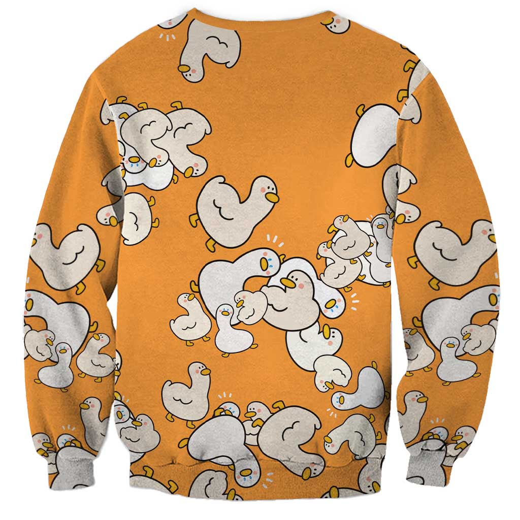 Chubby Duck Sweatshirt Shocked White Ducks Cartoon Doodle Pattern