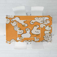 Chubby Duck Tablecloth Shocked White Ducks Cartoon Doodle Pattern
