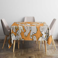 Chubby Duck Tablecloth Shocked White Ducks Cartoon Doodle Pattern