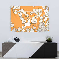 Chubby Duck Tapestry Shocked White Ducks Cartoon Doodle Pattern