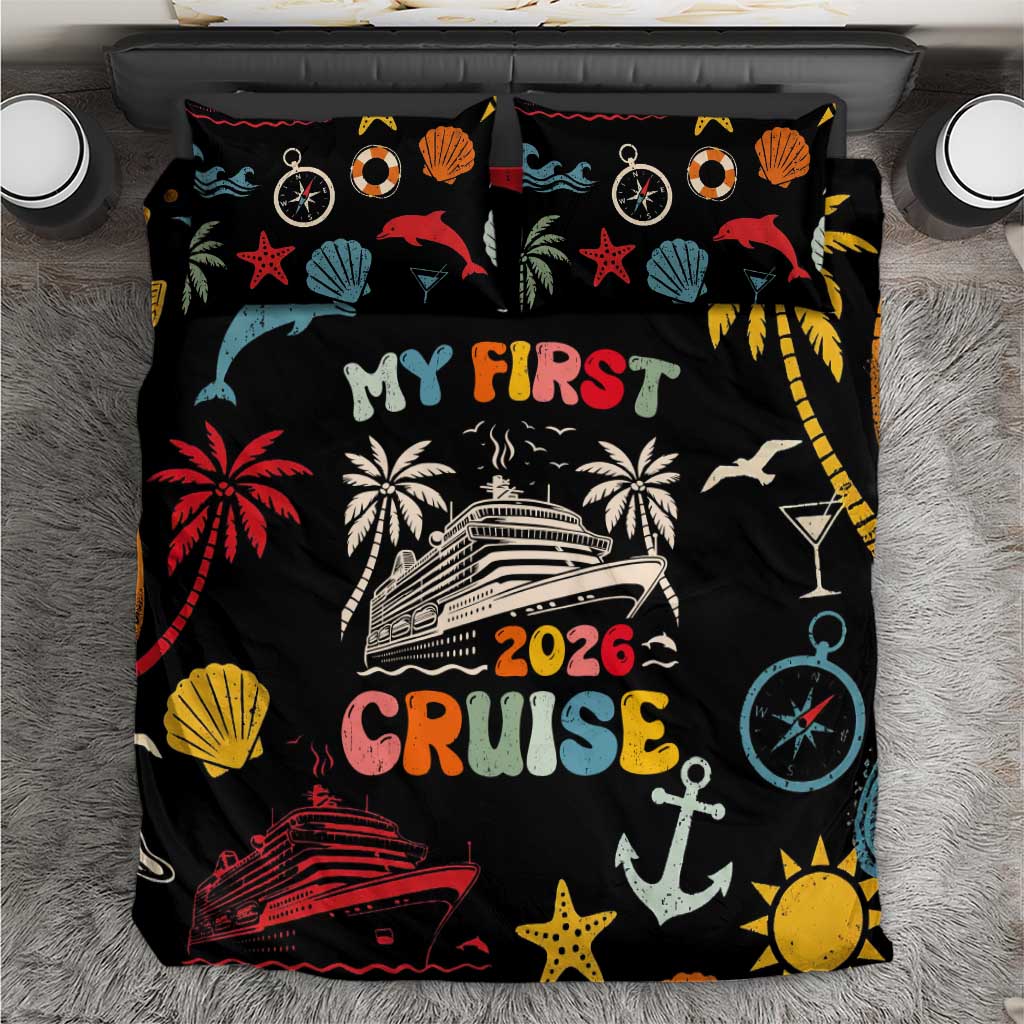 My First Cruise 2026 Bedding Set Vacation Groovy Family Cruise Ship