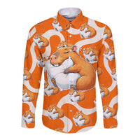 Capybara Sleep Long Sleeve Button Shirt Sleepybara Nightdress