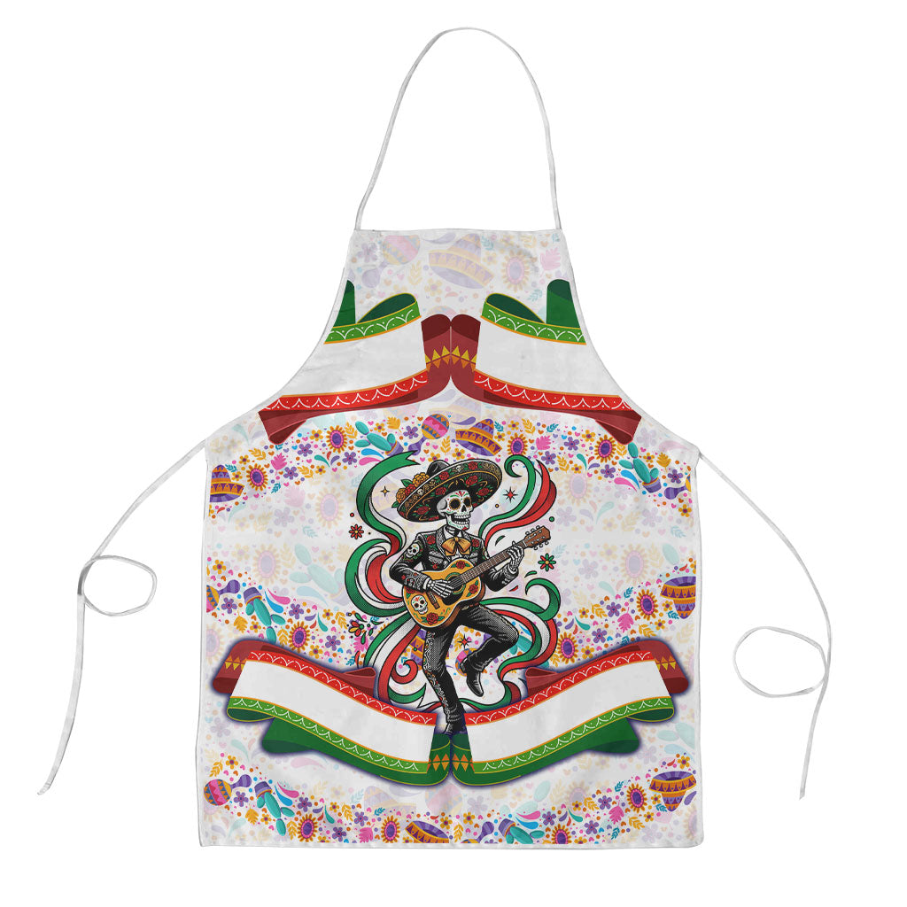 Cinco De Mayo Sugar Skull Mariachi Apron Mexican Fiesta Floral Skeleton Guitar Folk Art