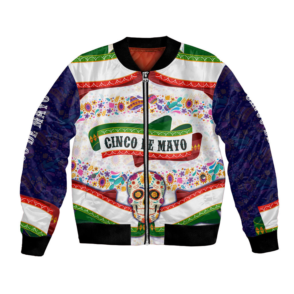Cinco De Mayo Sugar Skull Mariachi Bomber Jacket Mexican Fiesta Floral Skeleton Guitar Folk Art
