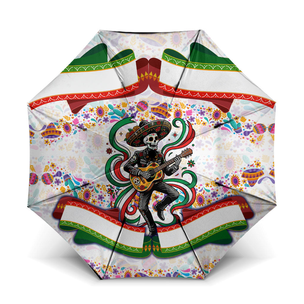 Cinco De Mayo Sugar Skull Mariachi Umbrella Mexican Fiesta Floral Skeleton Guitar Folk Art