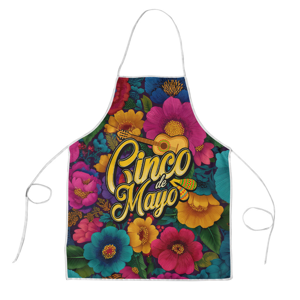 Cinco De Mayo Apron Mariachi Dancer - Vibrant Mexican Floral Fiesta Guitar Folk Art