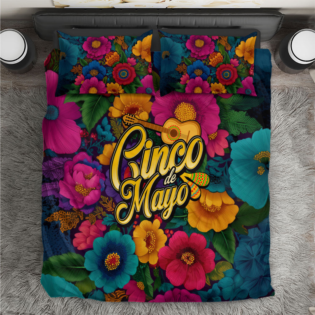 Cinco De Mayo Bedding Set Mariachi Dancer - Vibrant Mexican Floral Fiesta Guitar Folk Art