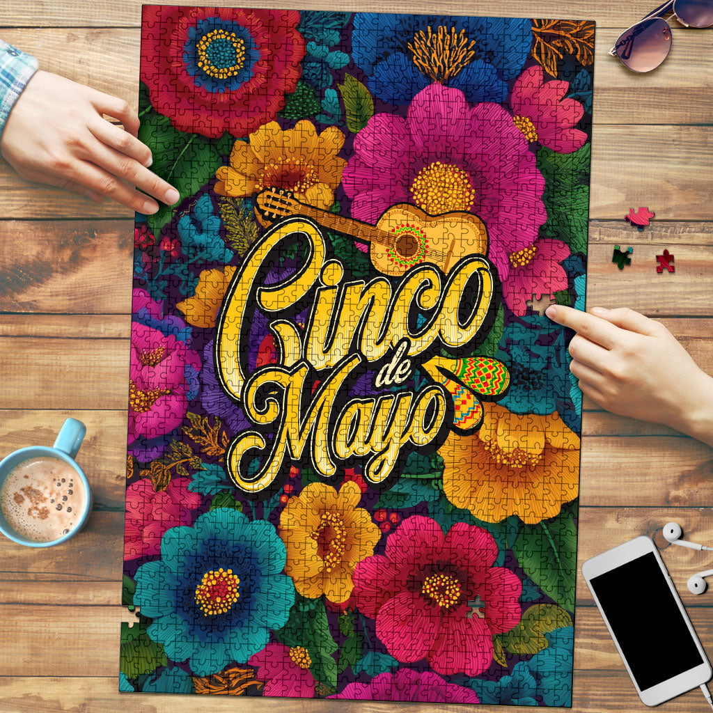 Cinco De Mayo Puzzle Mariachi Dancer - Vibrant Mexican Floral Fiesta Guitar Folk Art