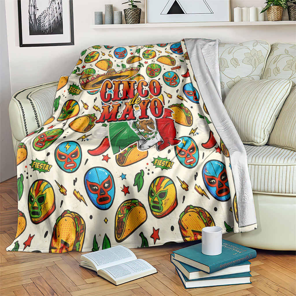 Cinco De Mayo Blanket Lucha Libre Wrestler - Pop Art Comic Style Mexican Fiesta Taco