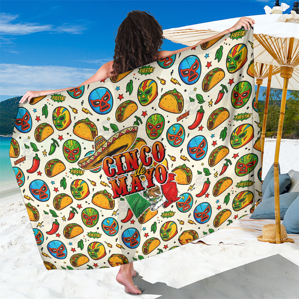Cinco De Mayo Sarong Lucha Libre Wrestler - Pop Art Comic Style Mexican Fiesta Taco
