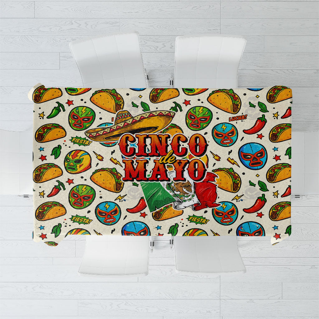 Cinco De Mayo Tablecloth Lucha Libre Wrestler - Pop Art Comic Style Mexican Fiesta Taco