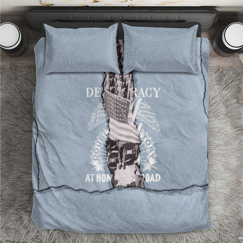 Double V Campaign American Democracy Bedding Set Military Buffalo Soldiers World War II Heritage Art