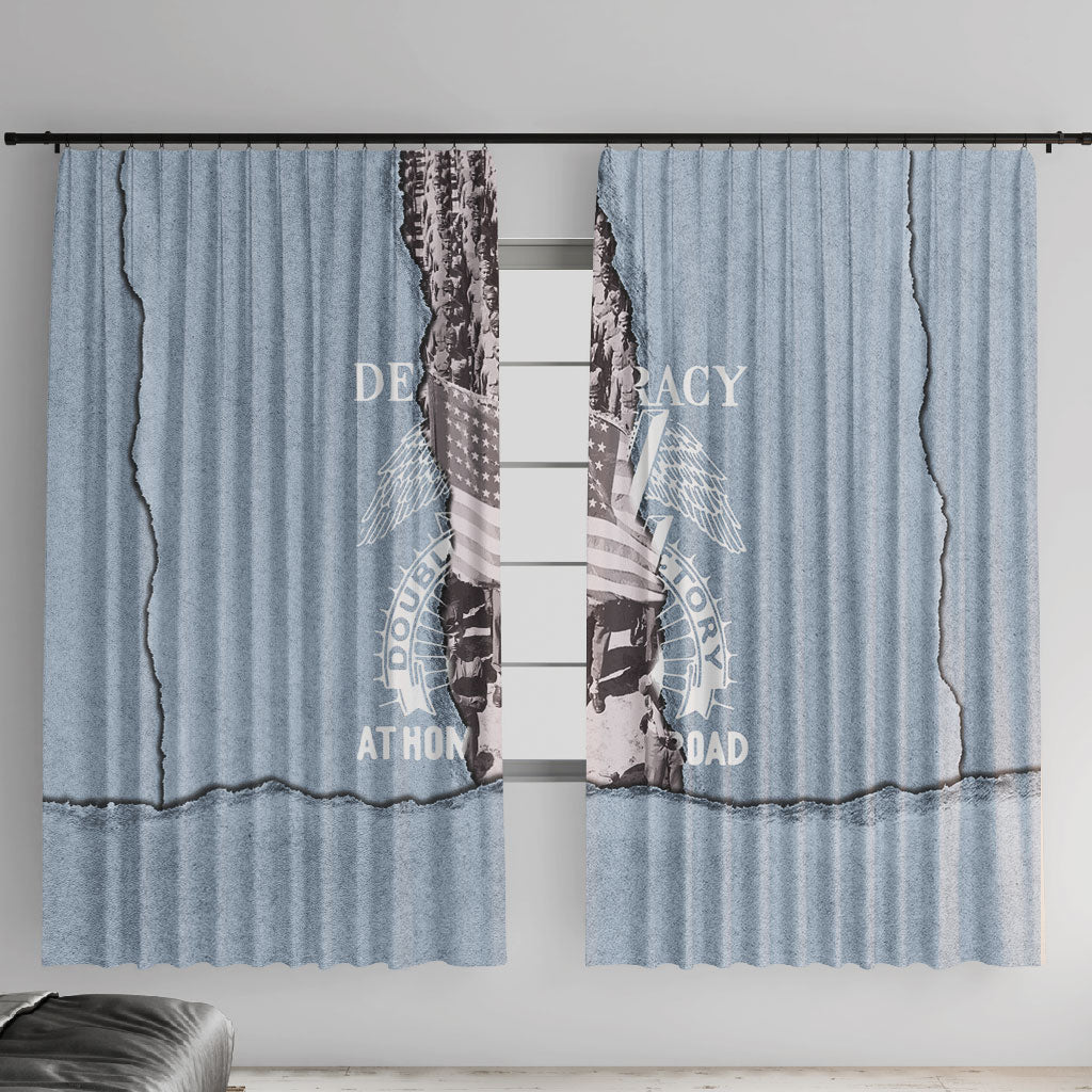 Double V Campaign American Democracy Window Curtain Military Buffalo Soldiers World War II Heritage Art