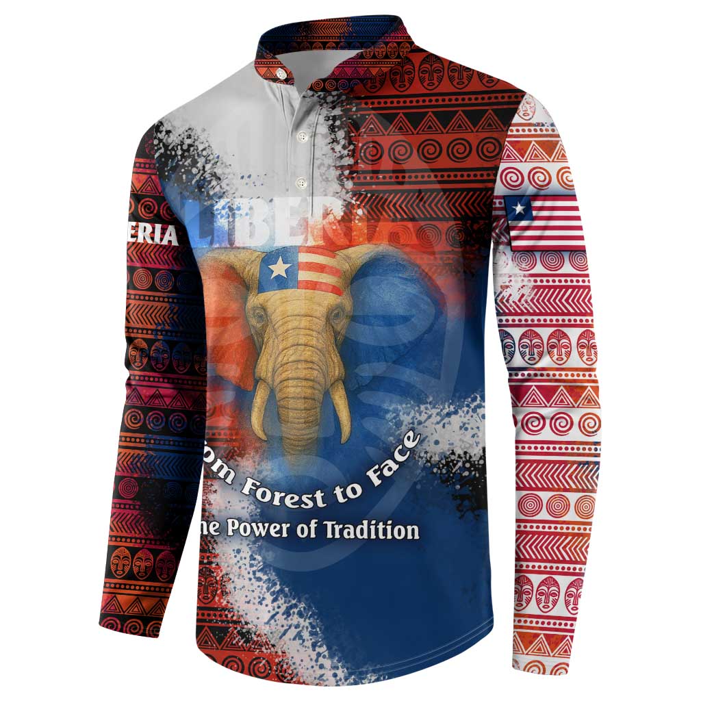 Men's button sweatshirt, elephant graphic with multicolor tribal stripe sleeves
