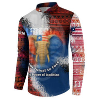 Men's button sweatshirt, elephant graphic with multicolor tribal stripe sleeves