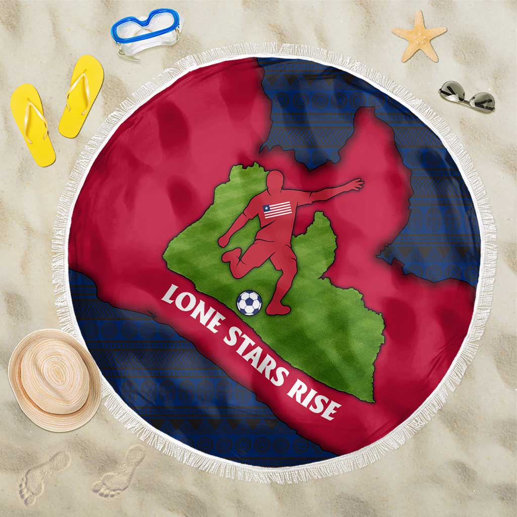 Liberia Lone Stars Rise Football Beach Blanket with Map Graphic and National Flag Design