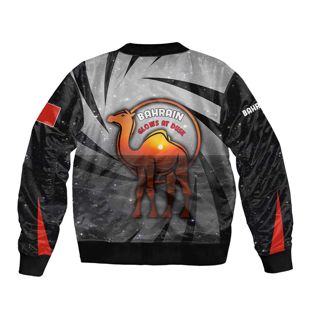 Bahrain Desert Camel Bomber Jacket with Sunset Glow and Starry Sky