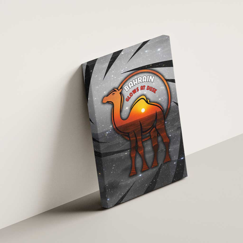 Bahrain Desert Camel Canvas Wall Art with Sunset Glow and Starry Sky