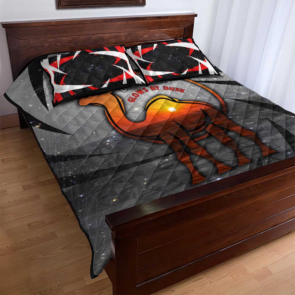 Bahrain Desert Camel Quilt Bed Set with Sunset Glow and Starry Sky