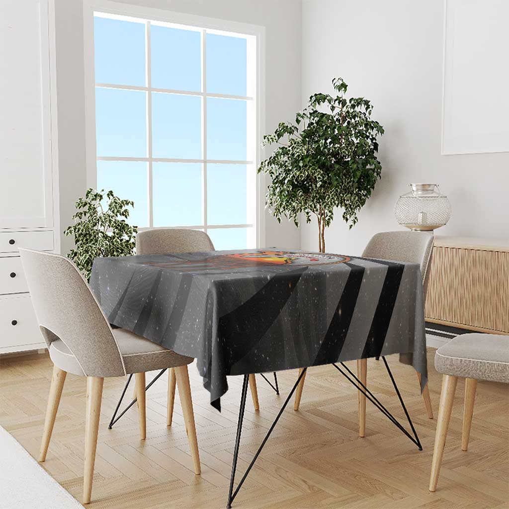 Bahrain Desert Camel Tablecloth with Sunset Glow and Starry Sky