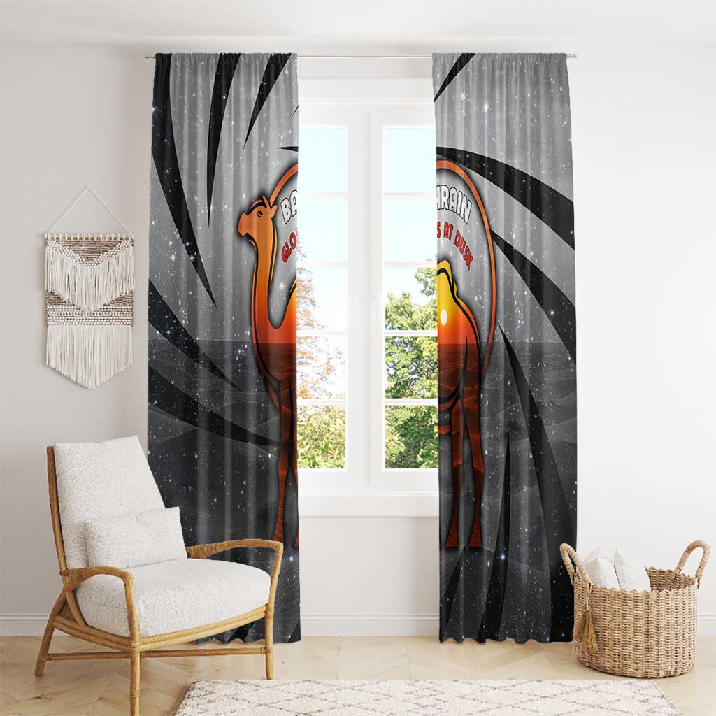 Bahrain Desert Camel Window Curtain with Sunset Glow and Starry Sky