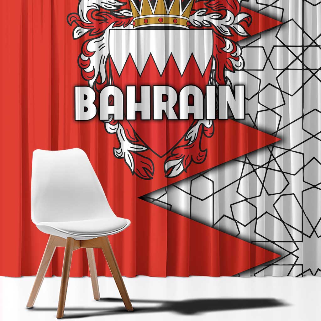 Bahrain Shield Design Window Curtain with Arabesque Tile Motif in Red
