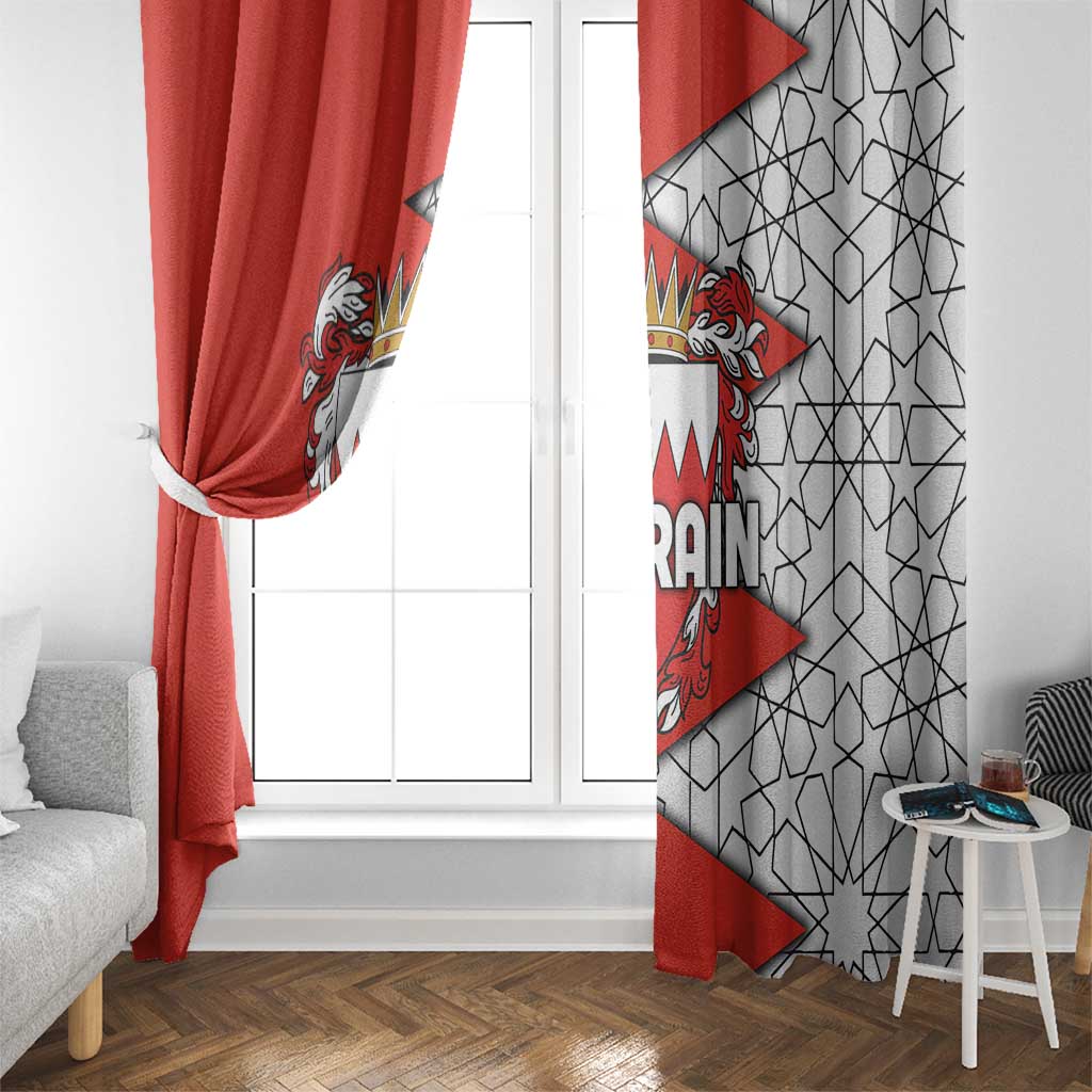 Bahrain Shield Design Window Curtain with Arabesque Tile Motif in Red