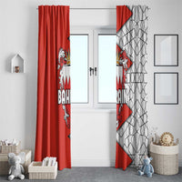 Bahrain Shield Design Window Curtain with Arabesque Tile Motif in Red