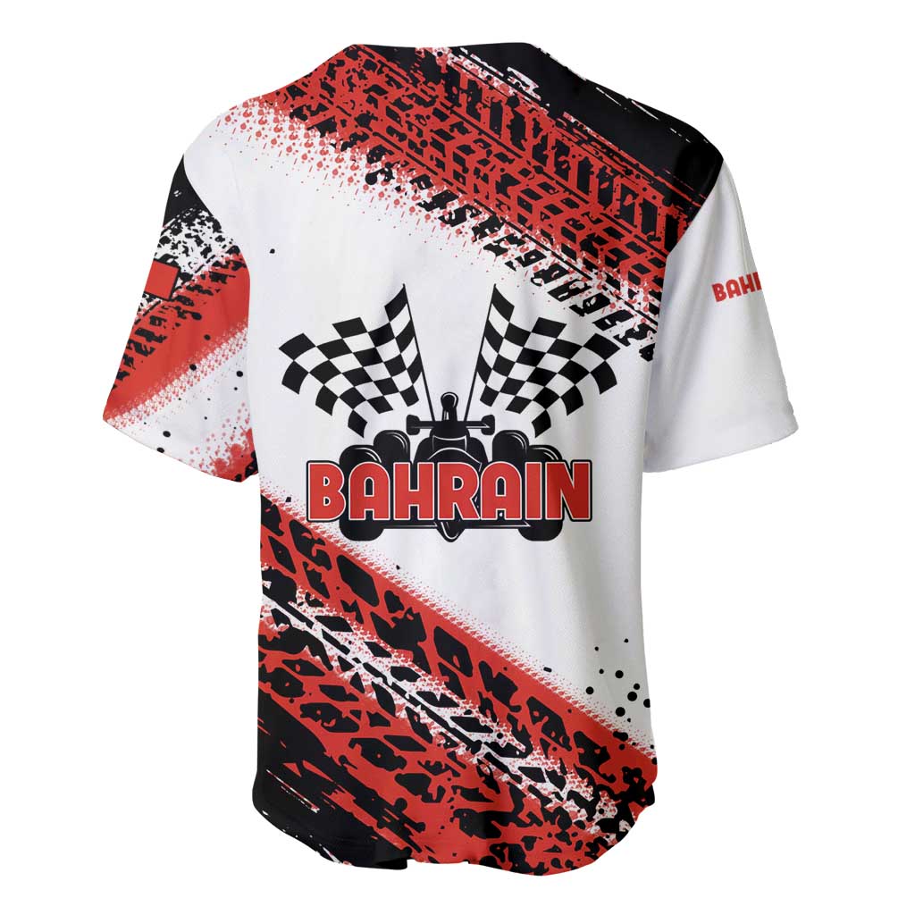 Formula 1 Inspired Bahrain Race Baseball Jersey with Checkered Flag Print