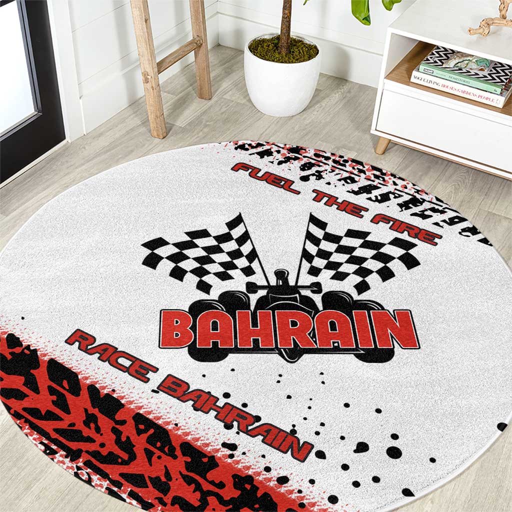 Formula 1 Inspired Bahrain Race Round Carpet with Checkered Flag Print