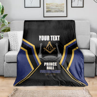 Personalized Prince Hall Freemasonry Blanket Royal Blue Gold Masonic Geometric Legacy Graphic