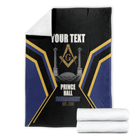 Personalized Prince Hall Freemasonry Blanket Royal Blue Gold Masonic Geometric Legacy Graphic