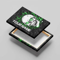 Personalized Skull Bowling Canvas Wall Art Green Flame Skull - Wonder Print Shop