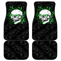 Personalized Skull Bowling Car Mats Green Flame Skull - Wonder Print Shop
