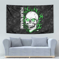 Personalized Skull Bowling Tapestry Green Flame Skull - Wonder Print Shop