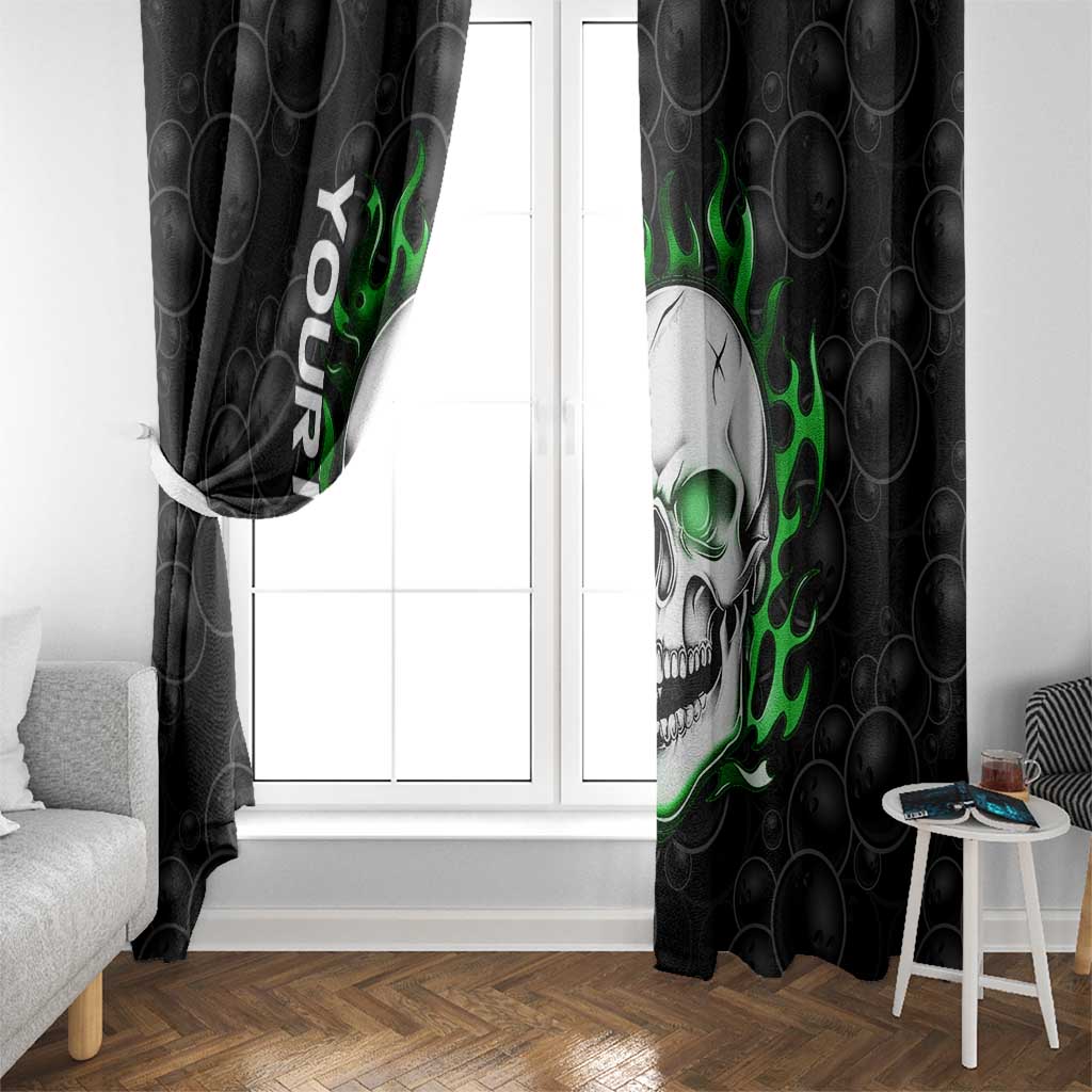 Personalized Skull Bowling Window Curtain Green Flame Skull - Wonder Print Shop