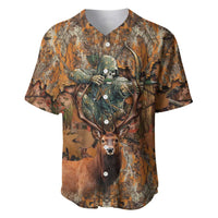 Custom Deer Hunting Baseball Jersey Big Game Camo Forest Design and Skeleton Archer - Wonder Print Shop