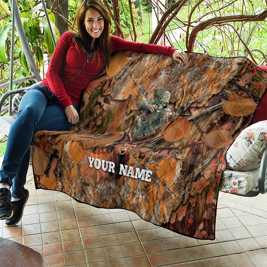 Custom Deer Hunting Quilt Big Game Camo Forest Design and Skeleton Archer - Wonder Print Shop